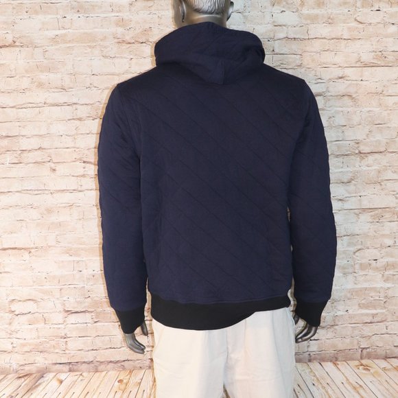 J.CREW MEN'S FLEECE QUILTED XL NAVY HOODIE NWT - Picture 8 of 9